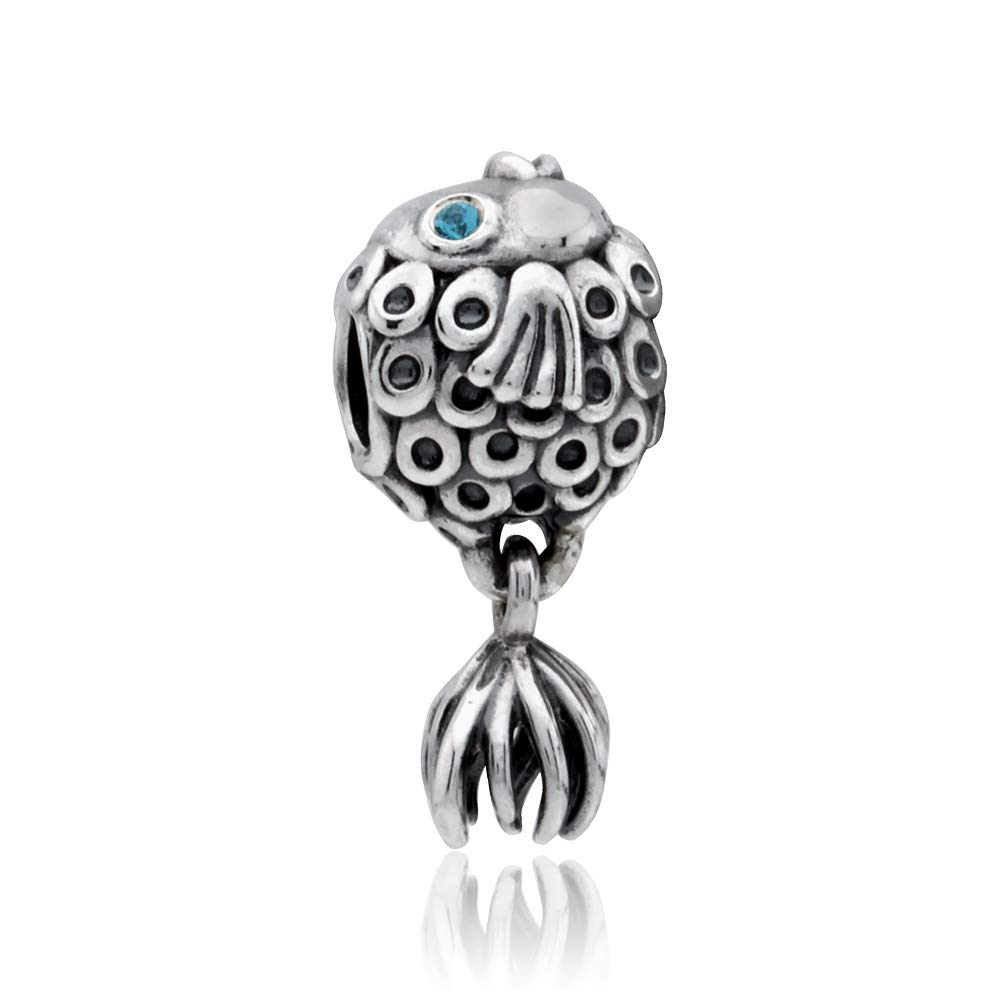 Pandora Angel Fish Silver Charm with Blue Topaz 791108TPP