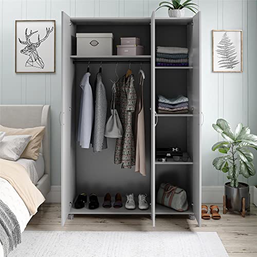 REALROOMS Basin Framed 3 Door Wardrobe, Dove Gray