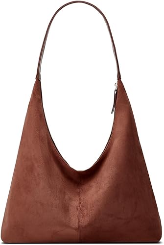 Miniatura 13 de Bolso de hombro de ante moderno para mujer, bolsa de mano, bandolera, bolso con asa superior, bolso para viajes, universidad, trabajo B Pu Beige