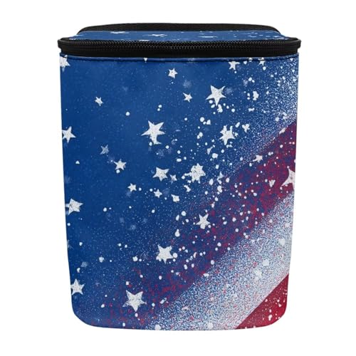 Image of Talayituse American Flag Star Print Car Trash Can with Lid, 4th of July Leak Proof Auto Trash Bag Hanging Vehicle Garbage Can Multipurpose Storage Container for Back Seat Road Trip