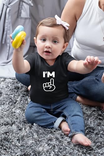 I'm One - Toddler Outfits - Funny First Birthday Shirt Cute Baby Girl and Boy 1 Year Old Clothes3