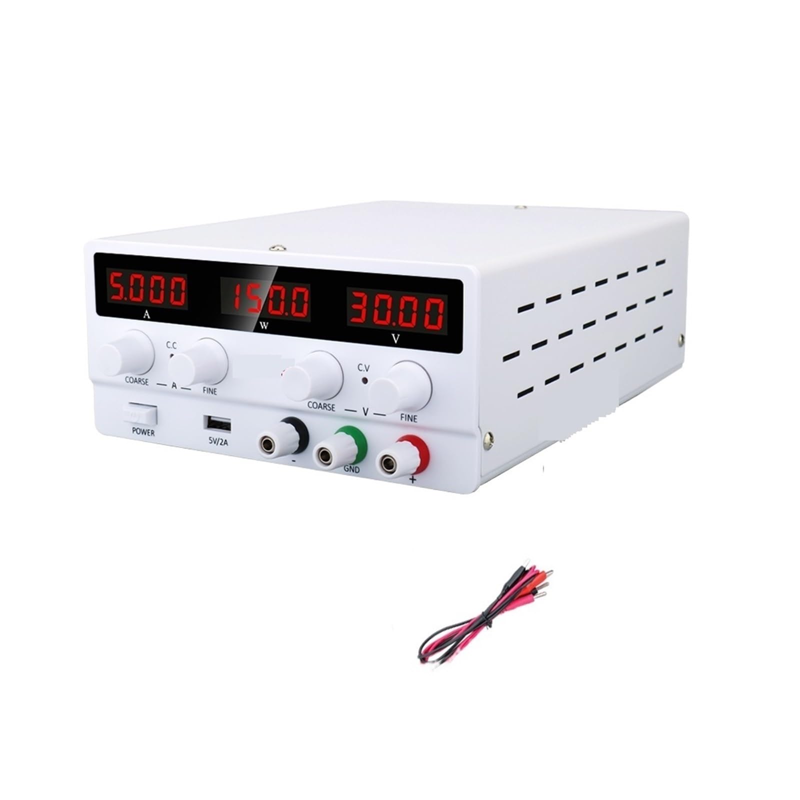 Cyfrowy regulator napięcia USB Zasilacz prądu stałego Regulowany stabilizator Laboratorium przełączające źródło ławki Łatwa Precyzyjna Regulacja(60V 5A White)
