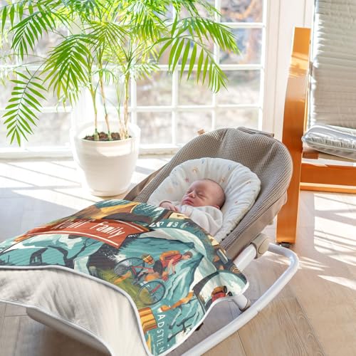 Image of Baby Swaddle Blanket for Boys Girls Soft Warm Stroller Throw Blanket for Newborn Infant Toddler 30X40in Summer Adventure Vintage Pattern