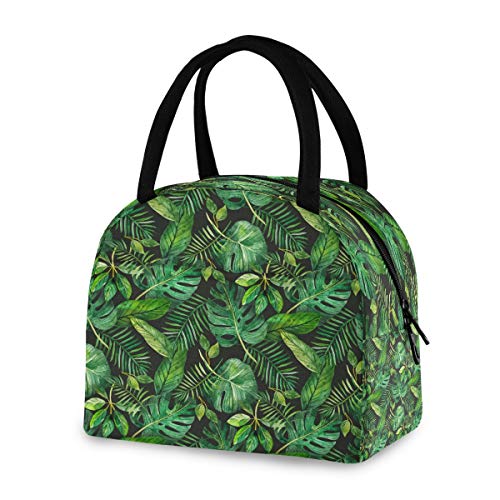 Blueangle Tropical Leaves Lunch Bags for Women&Men, Lunch Tote Bag Lunch Box Water-resistant Thermal Lunch Bag Cooler Bag Lunch Organizer