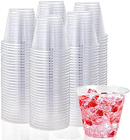 Lilymicky 300 Pack 9 oz Clear Plastic Cups, 9 Ounce Disposable Plastic Drinking Cups, Crystal Clear PET Plastic Cups for Parties, Wedding, Christmas Day