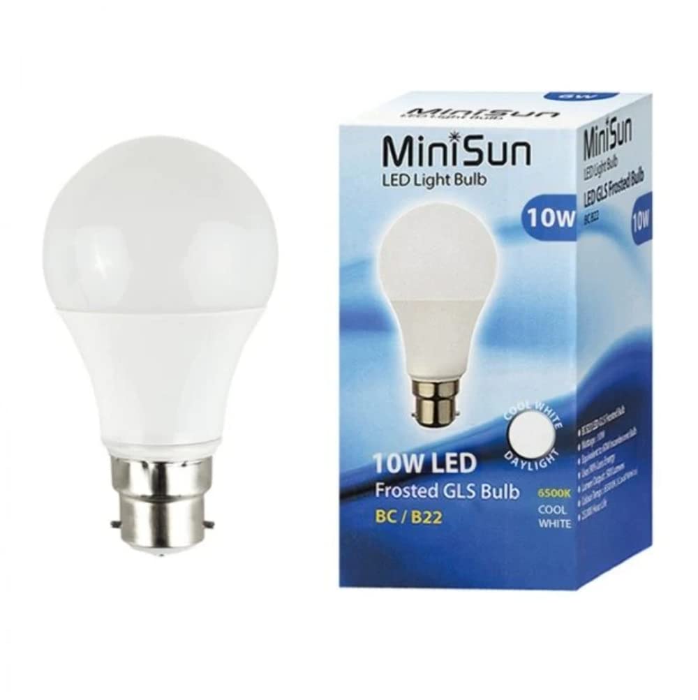 MiniSun | High Power 10W LED BC B22 SMD GLS Energy Saving Long Life Bulb | LED Bulbs, Home Décor & Improvement Essential | 6500K Cool White — image 1