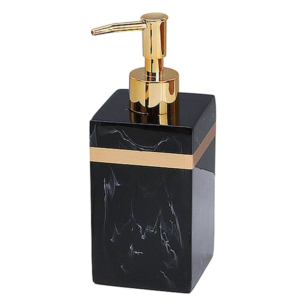 Resin Soap Dispenser Reusable for Tabletop Kitchen Bathroom Shower Shampoo Black-500ML, Black Gold