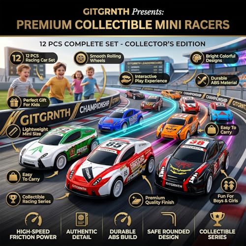 Image of GITGRNTH 6 Pic Mini Die Cast Pull Back Cars, Metal Racing Car Toys for Kids, Friction Powered Vehicle Set for Boys and Girls Age 3+ Birthday Gifts, Return Gifts and Party Favors for Boys & Girls