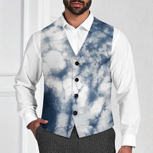 Abstract Style of Tie Dye Men's Suit Vest Slim Fit V-Ncek Waistcoat Business Casual Vest2