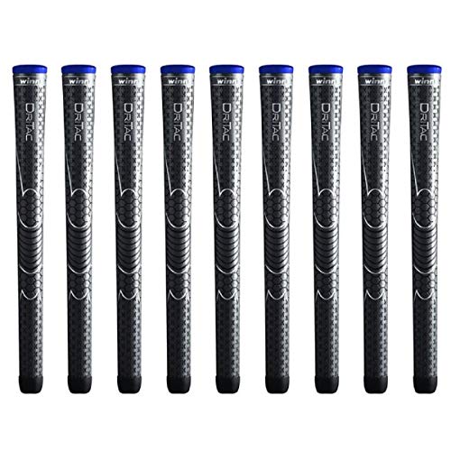 Winn Dri-Tac Midsize (+1/16) Dark Gray - 9 Piece Golf Grip Bundle