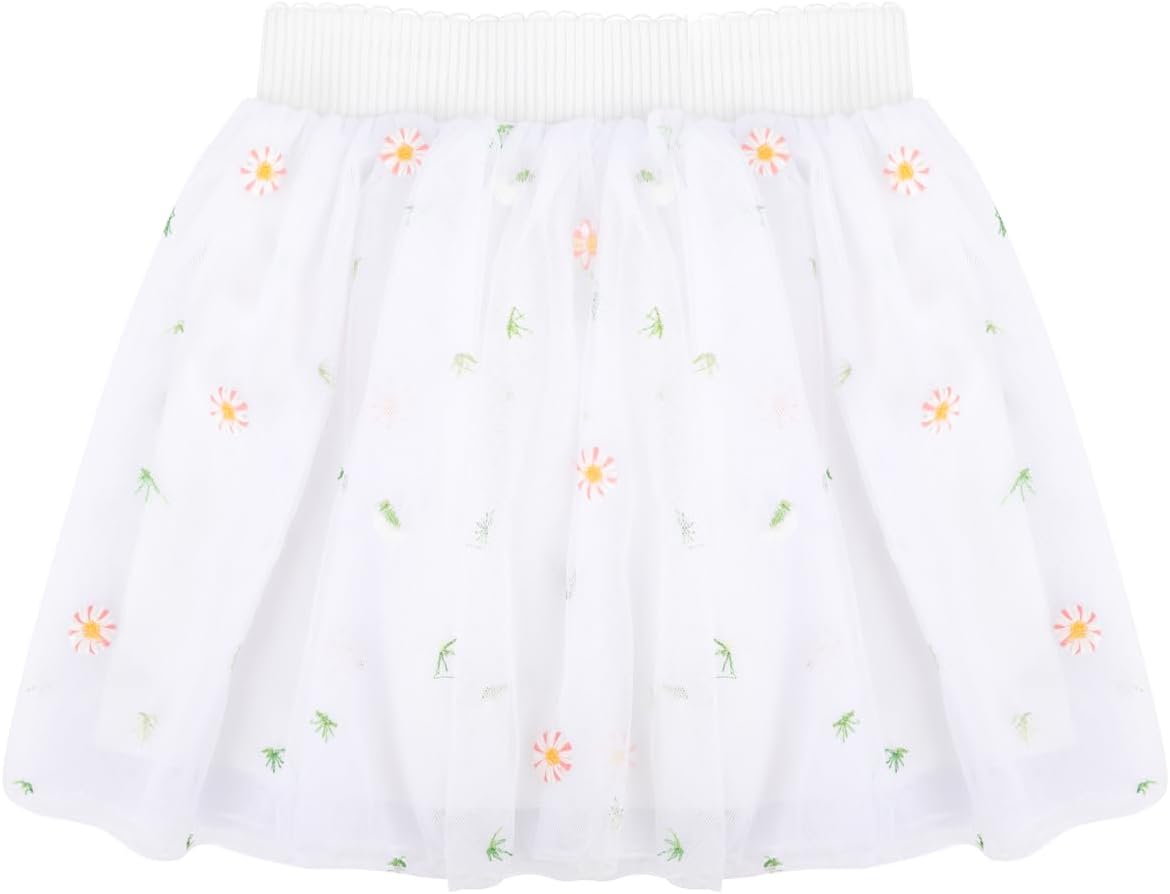 Bezioner Tutu Skirts for Toddler Girls Layered Embroidery Tulle Skirts for Girls Floral Skirt Party Customes