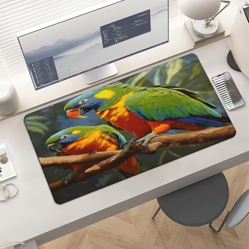 Alfombrilla para mouse grande con pintura de loro y base de goma miniatura 6
