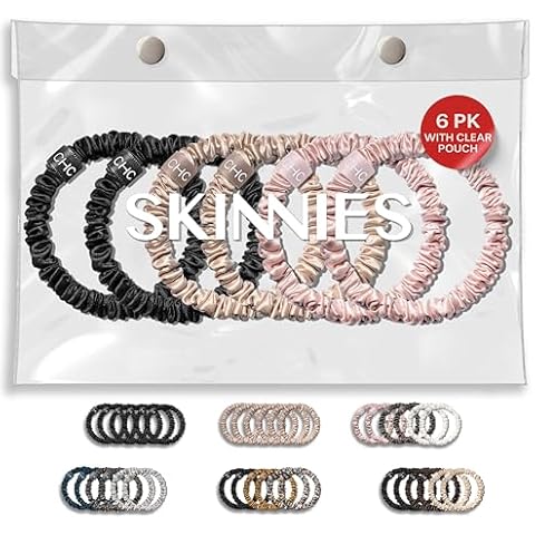 Ch. SKINNIES-6 Silk Scrunchies Set - Premium 22 Momme Handmade Hair Accessories, Soft Pure Silk Hair Ties & Sleep Scrunchies for Women | STYLE: Our Best Sellers Cover
