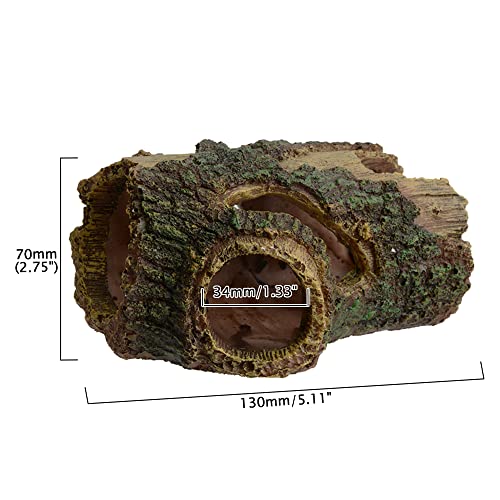 Toolzia Resin Hollow Tree Trunk Log,Aquarium Decorations Ornament Fish House Cave Wood House Decor, Green - Image 2
