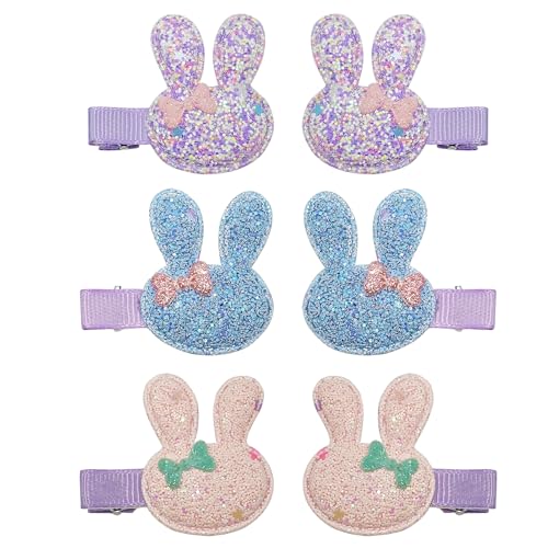 6 Piezas Pinzas de Cabello Conejo Brillante miniatura 1
