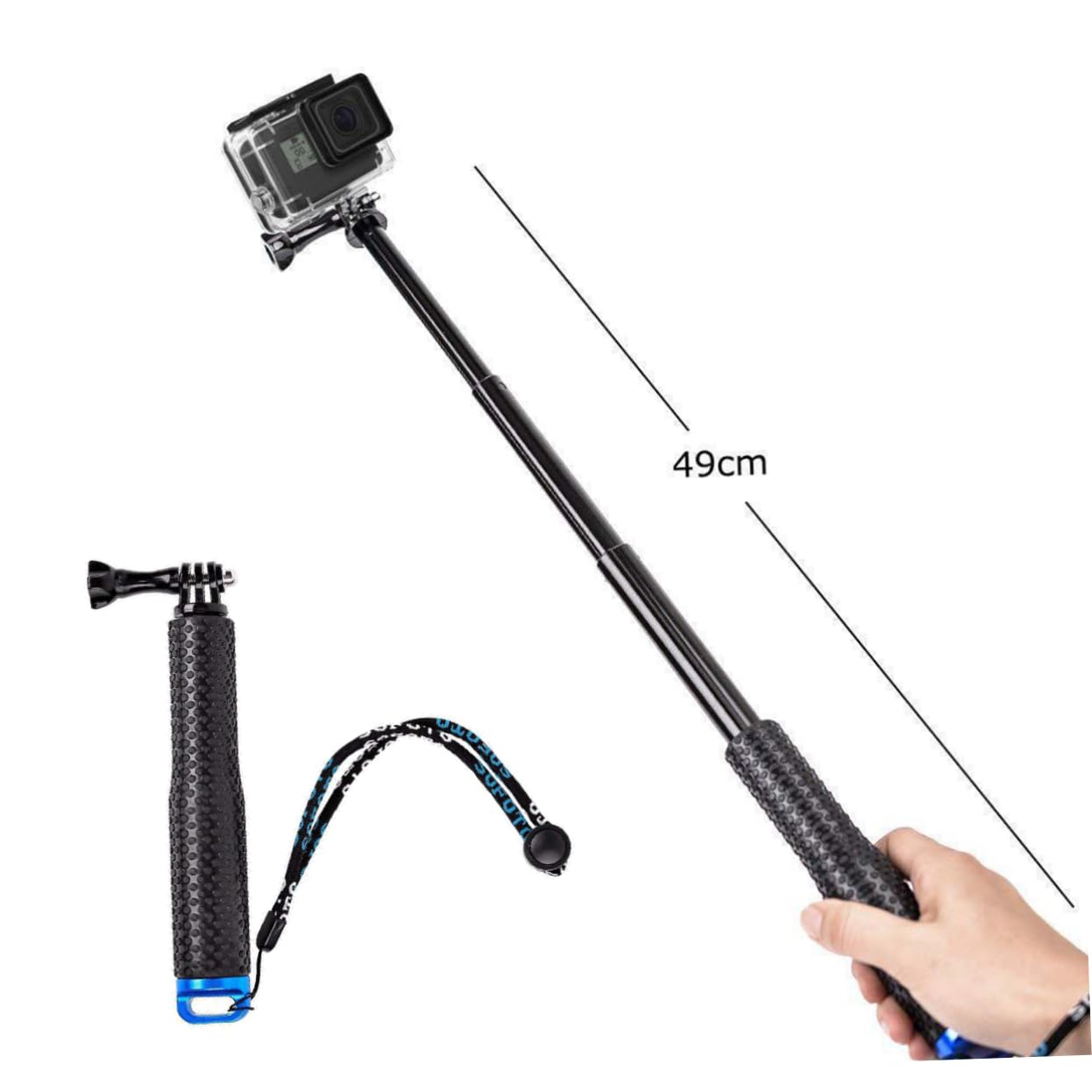 LABRIMP Portable Monopod 48cm Telescopic Pole Stand for Camera Aluminum Alloy Mechanism