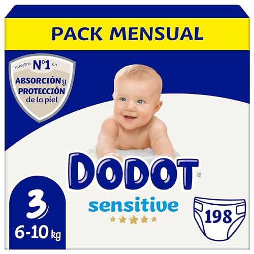 Dodot Pañales Bebé Sensitive, Talla 3 (6-10 kg), 198...
