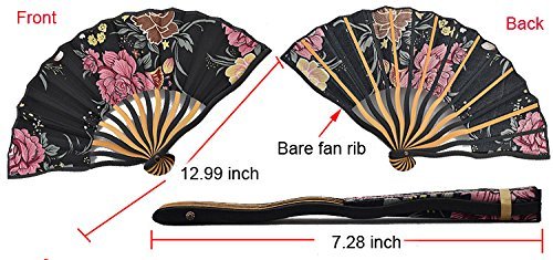 Jsswb Handmade Mini Black Folding Fan With Rose #TOP5