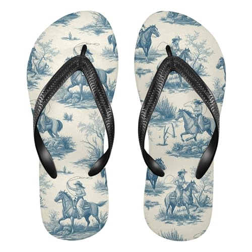 Burbuja Retro Cowgirls Flip Flops for Women Men, Soft Thong Sandals Rubber Slippers for Pool Beach Essentials