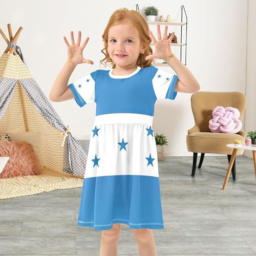 Honduras Flag Toddler Dresses for Girls Summer Short Floral Spring Clothing Children Dress 2t4