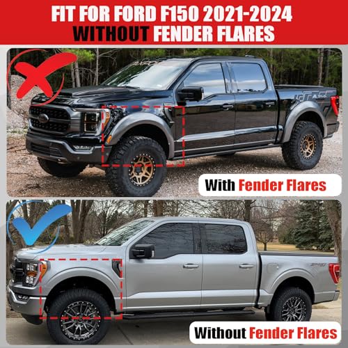 Image of Mud Flaps for Ford F150 2021 2022 2023 2024 - No Drill Required All Weather Protection Front Rear Splash Guards for Trucks Pickup Fenders for Ford F150 2021-2024 Accessories