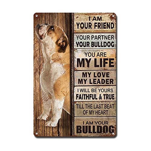 Lygond Metal Sign Tin Sign Vintage Wall Art I Am Your Friend Gift For Bulldog Lovers Dog Lovers Vintage Wall Art Prints Greenhouse Decor For Bar 8×12 Inches #TOP15