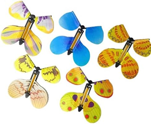 5-Pcs Magic Butterfly Flying in The Book Fairy Rubber Band Powered Wind Up Butterfly Toy Great Surprise for Wedding and Birthday Gifts