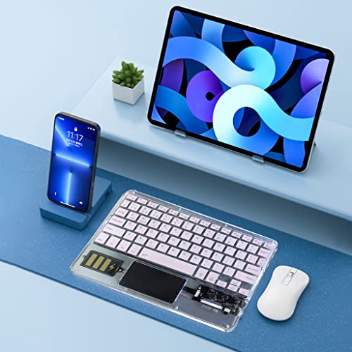 Image of TECPHILE Universal Z33 Wireless Keyboard with Touchpad & Backlit for iPad, Samsung Tab, Computer | Multi Device Con¬nection, Transparent Look, Rechargeable