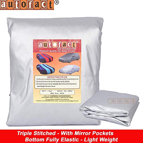 Image of Autofact Waterproof Premium Silver Matty Triple Stitched Car Body Cover with Mirror Pocket for Maruti Old Zen