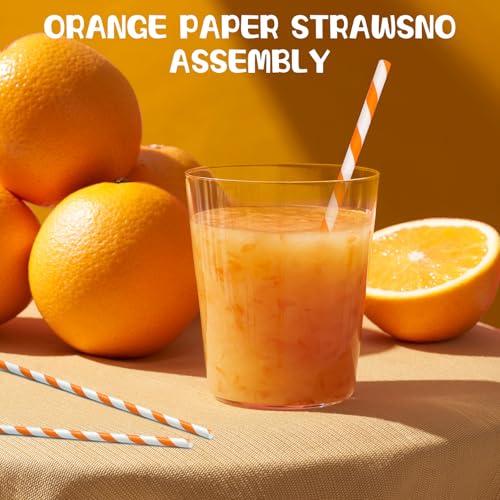 Pitillos de papel naranja, pack 100 unidades 19.6 cm miniatura 4