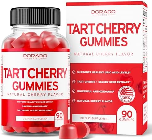 Tart Cherry Gummies Uric Acid Level Support (90 Gummies) – Powerful Antioxidant – Advanced 2400mg Equivalent Extract with Celery Seed – Non GMO & Gluten Free – Delicious Cherry Flavor