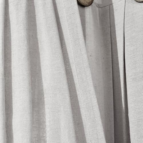 Image of Lush Decor Linen Button Shower Curtain, 72 inch W x 72 inch L, Gray - Gray Shower Curtain Fabric - Bathroom Curtain - Farmhouse Bathroom Decor