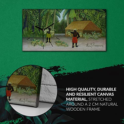 Horloge sur toile 60x30cm Jungle Hut Palms avec aiguilles noires pour décoration murale - 6
