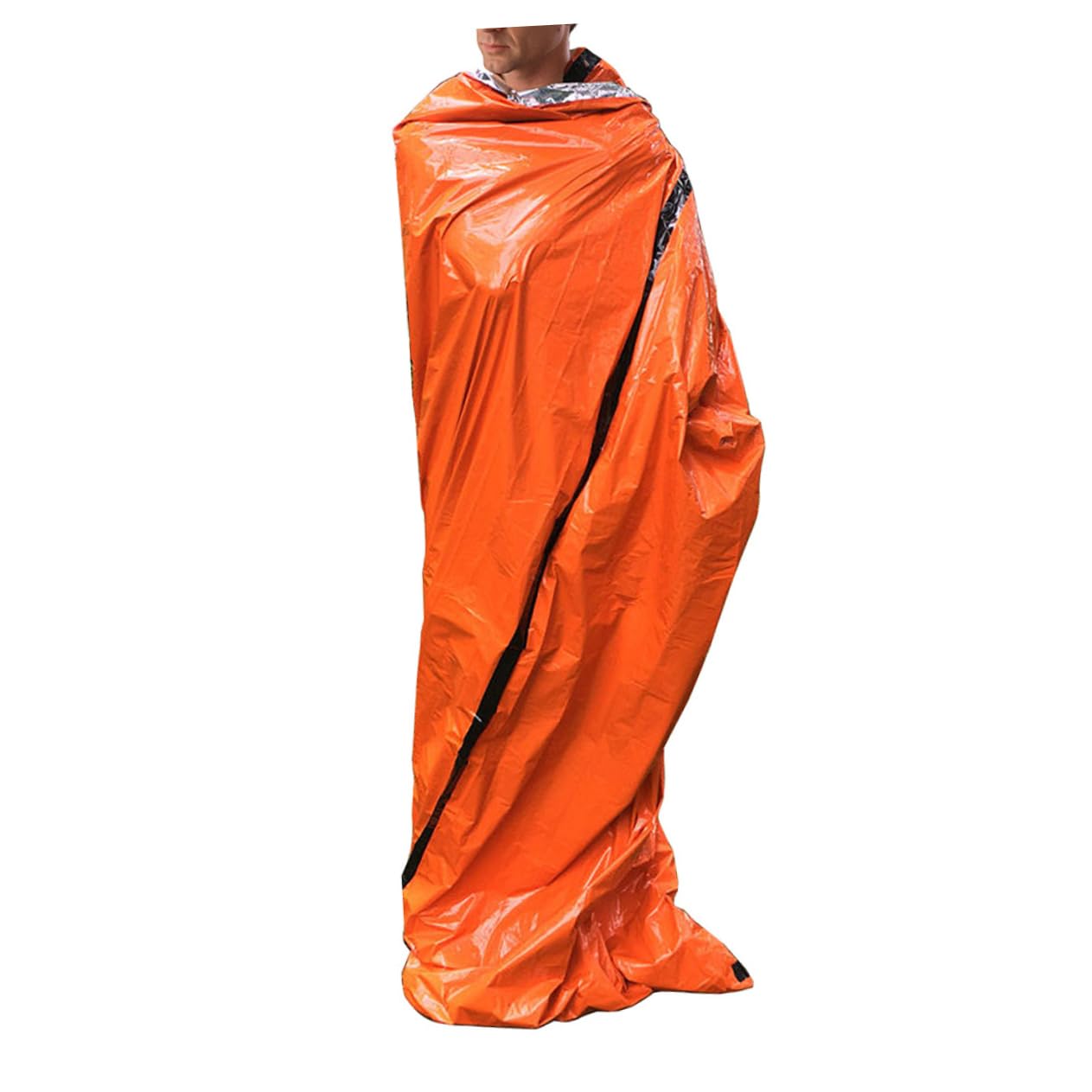 LIOOBO Emergency First Aid Portable Pe Aluminum Film Tent Mat for Outdoor Camping Hiking and Survival with Storage Bag and Whistle Orange