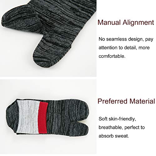 UBUMO Men's Flip Flop Socks Tabi Split Toe Geta Wicking Cotton Pack of 4 - Thumbnail 3