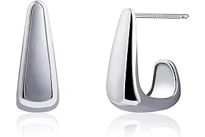 925 Sterling Silver Stud Earrings - Silver Thick Open Hoop Earrings for...