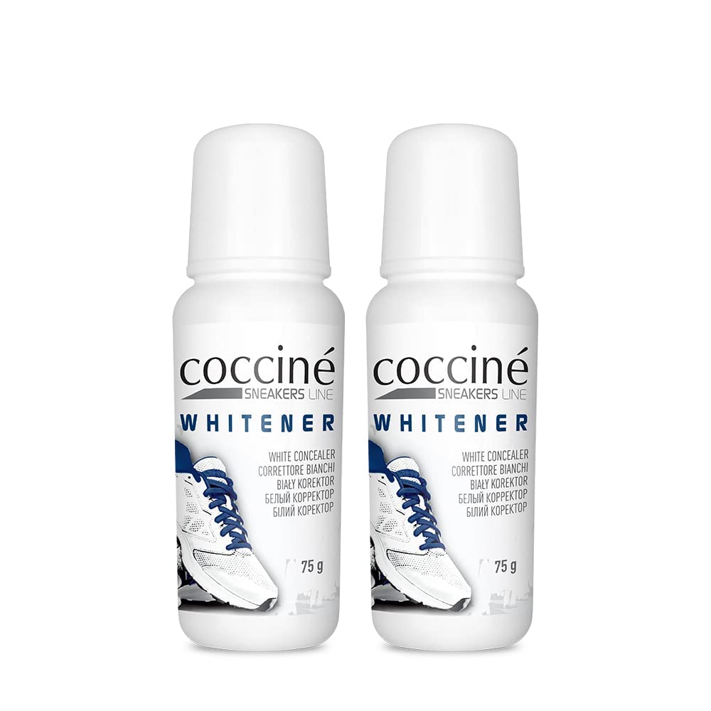 Coccine - Blanchisseur de Baskets, Sneaker Whitener, Cirage Blanc, Nettoyage Des Semelles, Renouvellement de la Peau des Sneakers Blanches, Pour Les Baskets Blanches - 2x75 g
