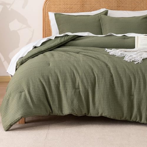PHF Soft Waffle Comforter Set Queen Size- Comfy Breathable Waffle