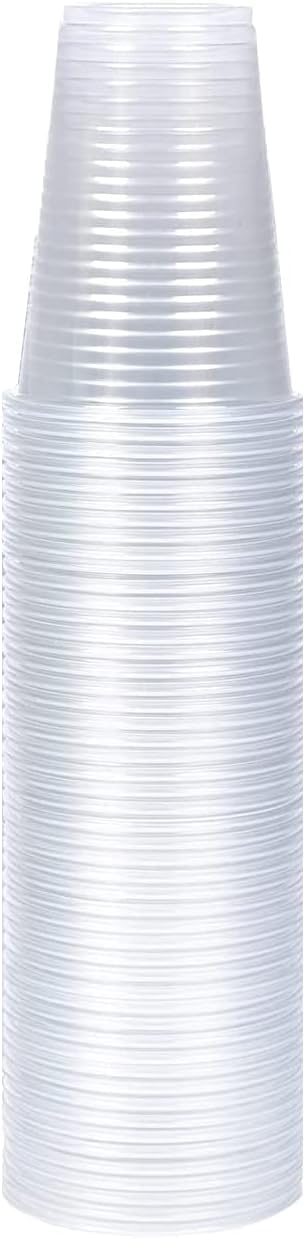 ACCURATE 100 X 180ML (7 Ounce) Clear Plastic Disposable Drink Cups for Water Coolers/Travel/Camping/Parties and Events