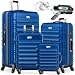 KESSER® 4-TLG. Kofferset Hartschalenkoffer, Reisekoffer 4er-Set S-M-L-XL, Trolley Koffer mit 4 Rollen, ABS Hartschale, Teleskopgriff + Kofferwaage & Gepäckanhänger, Rollkoffer mit Schloss, Blau