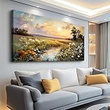 hyidecorart Canvas Wall Art For Living Room Wall Decor For Bedroom Office Decorations Vintage Farmhouse Wildflower Wall Paintings Nature Landscape Picture Artwork Aesthetic Home Decor Ready To Hang
