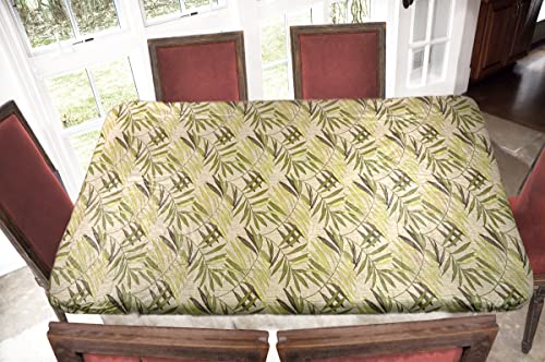 Covers For The Home Deluxe Elastic Edged Flannel Backed Vinyl Fitted Table Cover - Fern Pattern - Oblong/Oval - Fits Tables Up To 48" W X 68" L #TOP2