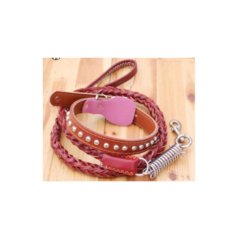 REYG Laisse De Chiot ， Corde De Traction Moyenne Et Grande en Cuir Collier en Peau De Vache Laisse pour Chien en Peau De Vache Collier pour Chien,XL
