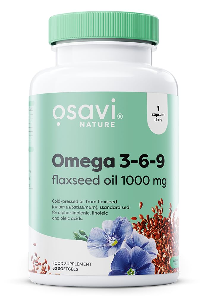 Osavi Omega 3â€“6â€“9 Flaxseed Oil 1000 mg â€“ 60 Softgels | Coldâ€“Pressed Flaxseed Oil with Essential Omega 3â€“6â€“9 Fatty Acids | Rich in Unsaturated Fatty Acids