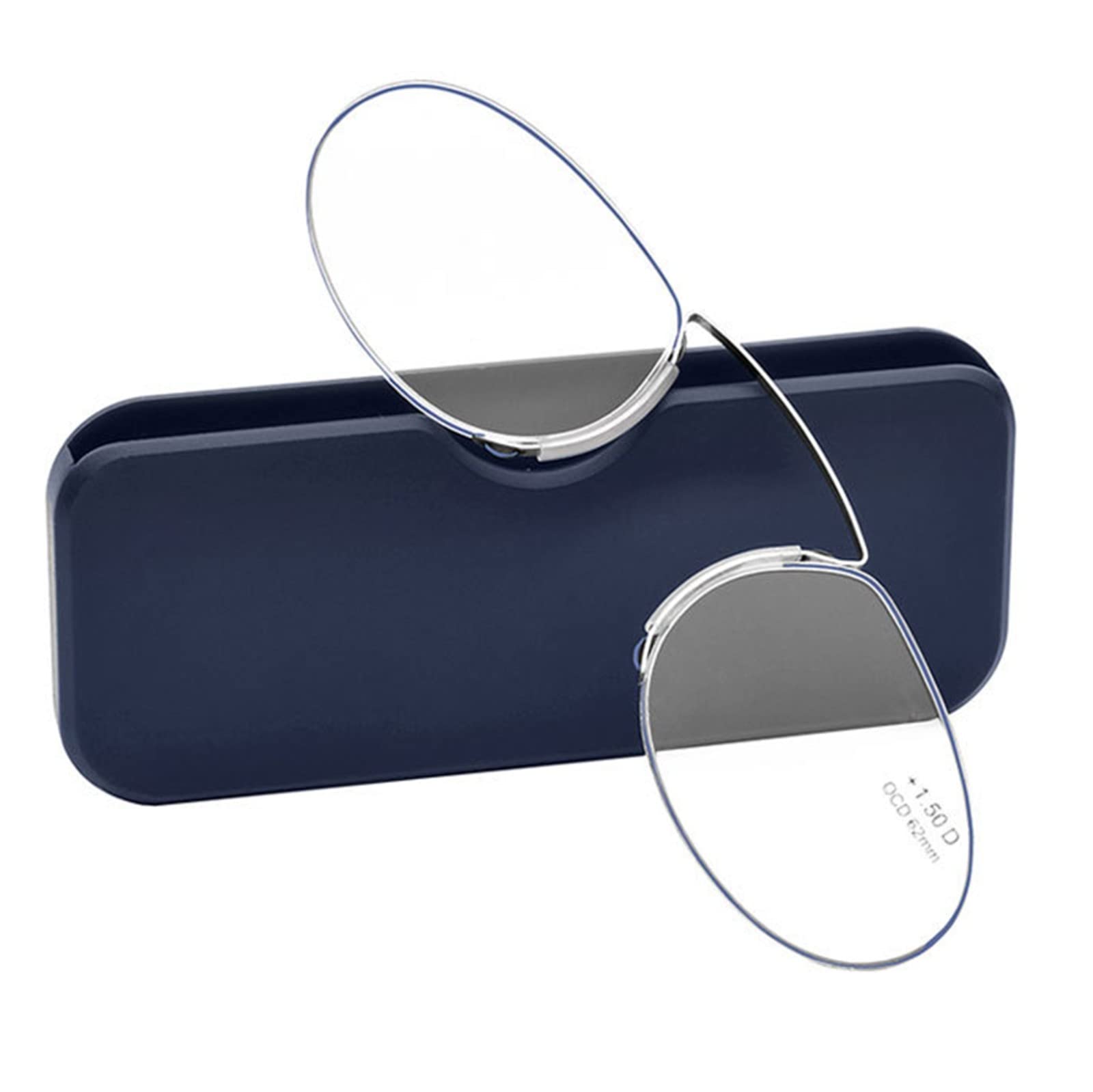 Maqbe Unisex Blue Clip On Nose Reading Glasses Compact Nose Resting Mini Portable Pince-Nez Readers Glasses(,+3.50)