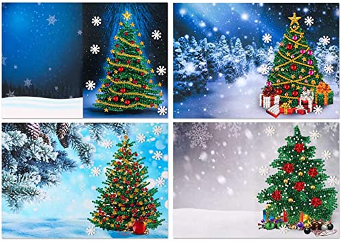 AYEUPZ Weihnachtskarten mit Umschlag ,edle ​Klappkarten Mit Diamanten auf der Oberfläche,ideal privat und geschäftlich -Weihnachtspostkarten(4 set) Cover