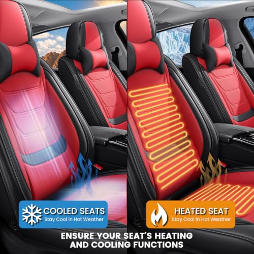 Image of Car Seat Covers Custom Fit Kia Telluride 2020-2026, Waterproof Nappa Leather Car Seat Protector, Breathable Car Seat Cushion, Seat Covers for Car(2 Seats Luxury /Black&Red)
