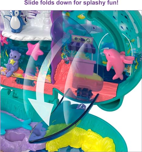 image for Polly Pocket Otter Aquarium Compact, Aquarium Theme with Micro Polly &