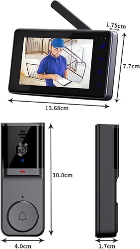 Miniatura 8 de Timbre de puerta inalámbrico sin suscripción, video timbre, portero bidireccional, video 1080P, pantalla de 4.3 pulgadas, ángulo de 120, sin