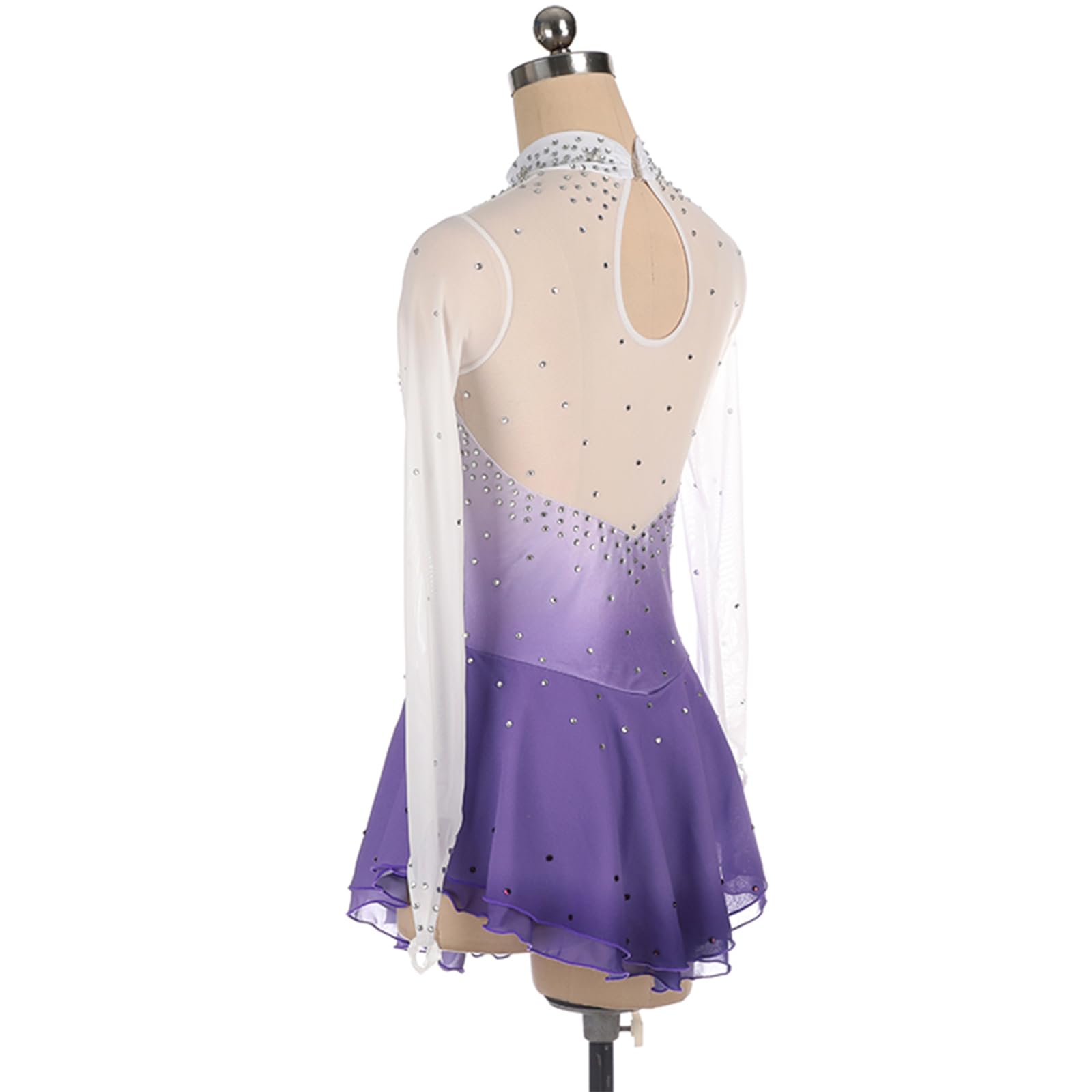 Vestido De Danza Patinaje sobre Hielo para Niña Leotardo De Manga Larga Maillot De Gimnasia Rítmica Competición Vestido De Bailarina Ballet
